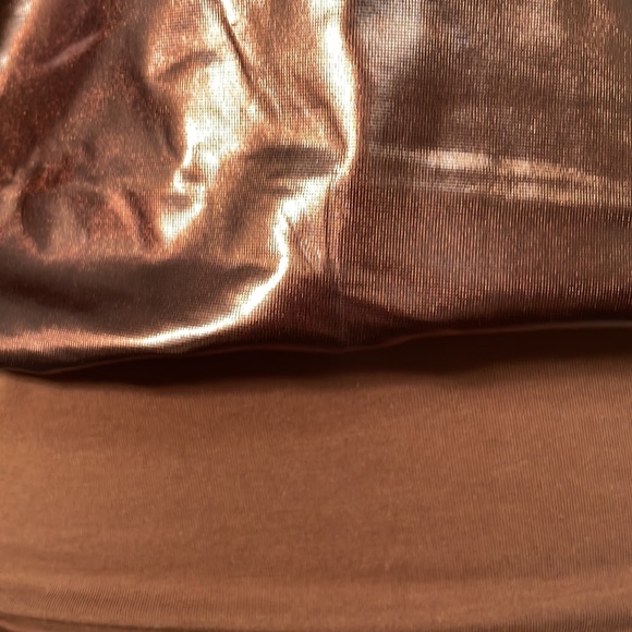 BRONZE PLUNGING NECKLINE GIGOT SLEEVE BODYSUIT - Picture 6 of 13